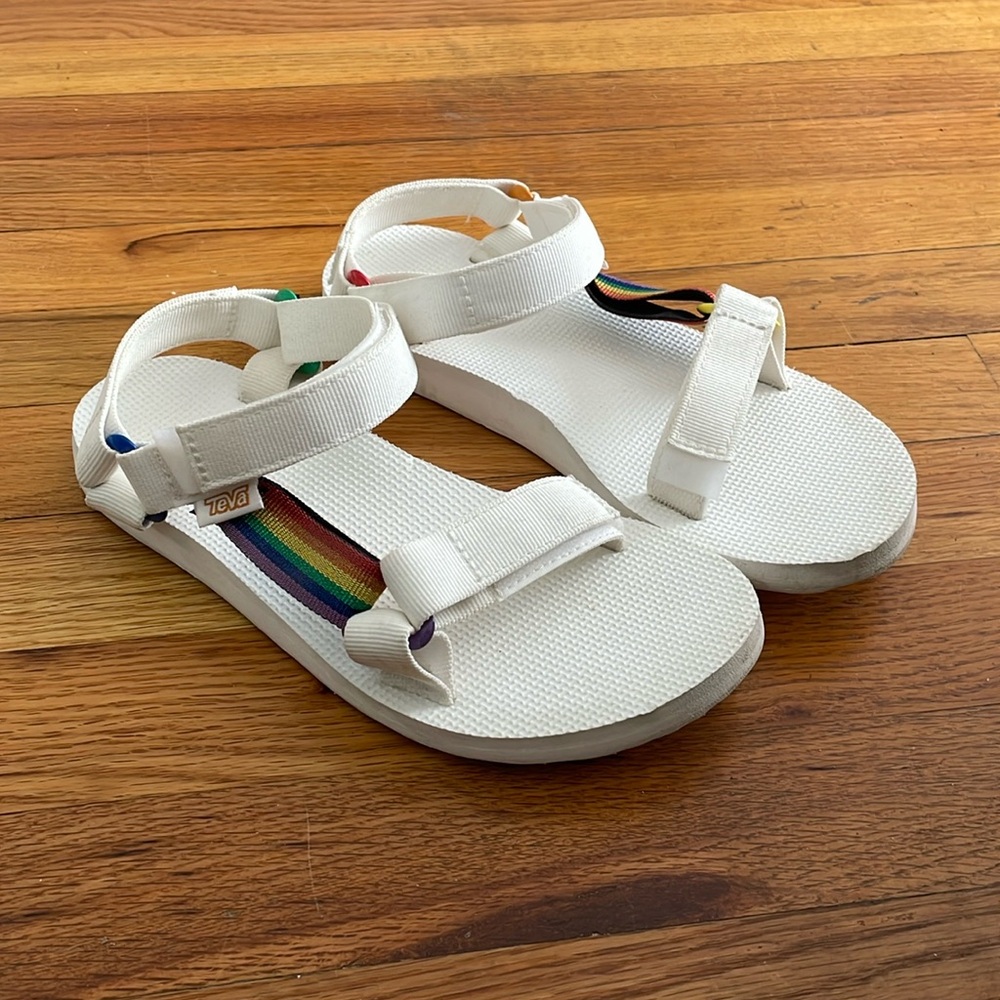 Teva Sandals Universal Pride Rainbow Women's Size 7 White